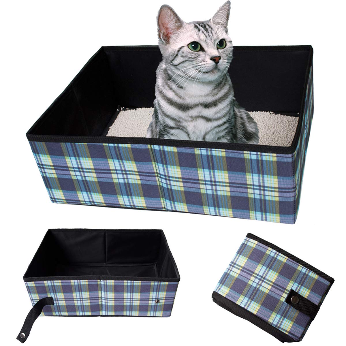 ADILAIDUN Collapsible Portable Cat Litter Box Foldable Travel Litter Carrier Waterproof Soft Packable for Cats
