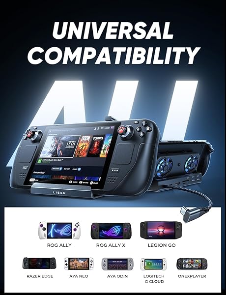 LISEN Ultimate LISEN 13-in-1 Docking Station for Steam Deck OLED & ROG Ally - 4K@60Hz, 100W Charging, Dual Cooling & 5 USB Ports - View 8 of 10