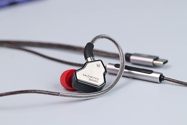 Linsoul Linsoul 7Hz Salnotes Zero HiFi 10mm Dynamic Driver in-Ear Earphone IEM with Metal Composite Diaphragm Stainless Steel Faceplate Detachable 2Pin OFC Cable (Black, with Mic, Type C) - View 7 of 9