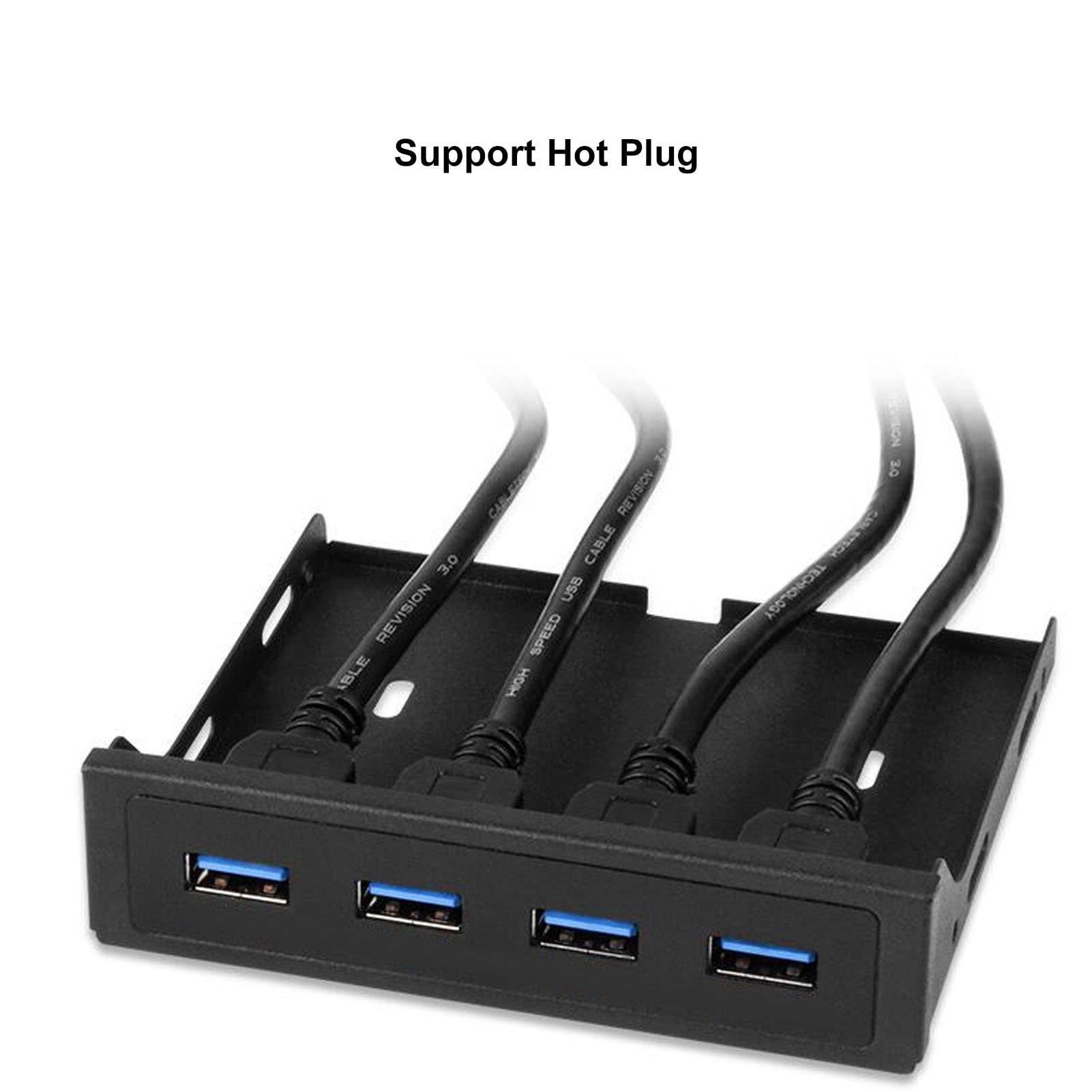 Dilwe USB 3.0 Hub 4 Ports Front Panel 3.5 Inch Floppy Bay High Speed 5Gbps PC Hub for Computer Case with 19Pin Cable - View 3 of 9
