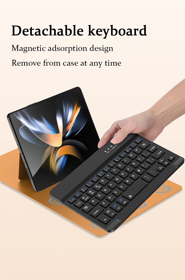 SHIEID Galaxy Z Fold 4 Keyboard with Bluetooth Mouse and Pen Wireless Connection Leather Cover for Galaxy Z Fold4 and Z Fold3 Black - View 3 of 9