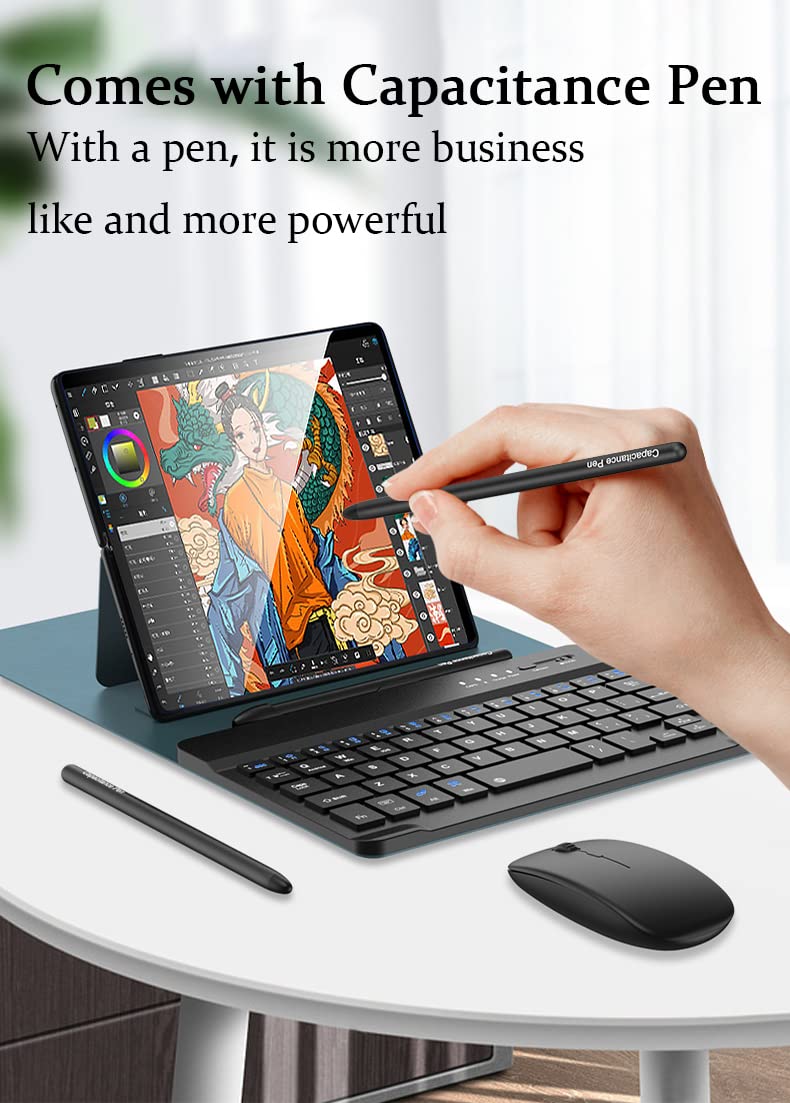 SHIEID Galaxy Z Fold 4 Keyboard with Bluetooth Mouse and Pen Wireless Connection Leather Cover for Galaxy Z Fold4 and Z Fold3 Black - View 4 of 9