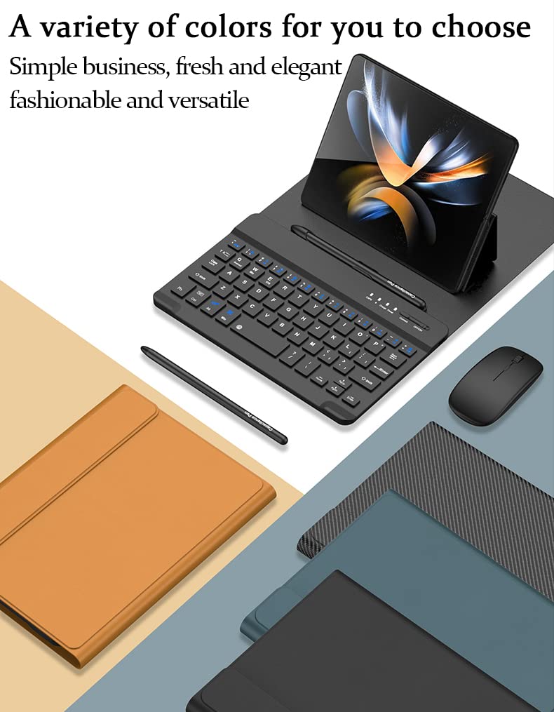 SHIEID Galaxy Z Fold 4 Keyboard with Bluetooth Mouse and Pen Wireless Connection Leather Cover for Galaxy Z Fold4 and Z Fold3 Black - View 8 of 9