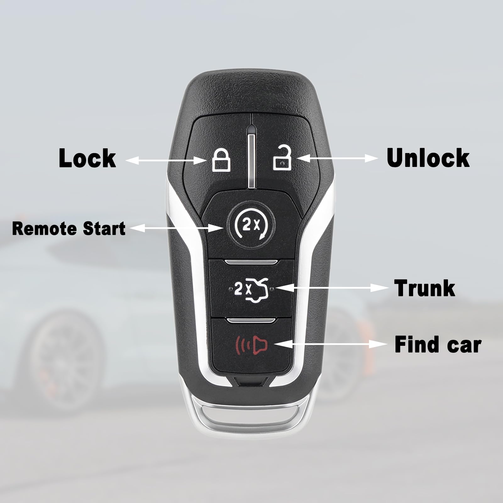 Remote Key Fob Replacement Compatible with Ford Explorer 2016-2017 Edge Mustang 2015-2017 Fusion Titanium Lincoln MKZ MKC 2014-2016 MKX 2016-2018 - View 2 of 6