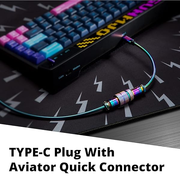 GUNMJO GUNMJO Pro 304 Stainless Steel USB C Cable for Gaming Keyboard 1.6M Detachable Metal Aviator Chroma Color Mechanical Keyboard Cable - View 5 of 8