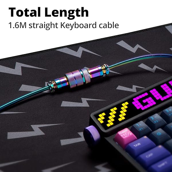 GUNMJO GUNMJO Pro 304 Stainless Steel USB C Cable for Gaming Keyboard 1.6M Detachable Metal Aviator Chroma Color Mechanical Keyboard Cable - View 6 of 8