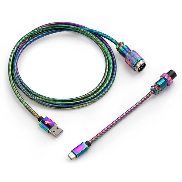 GUNMJO GUNMJO Pro 304 Stainless Steel USB C Cable for Gaming Keyboard 1.6M Detachable Metal Aviator Chroma Color Mechanical Keyboard Cable - View 3 of 8