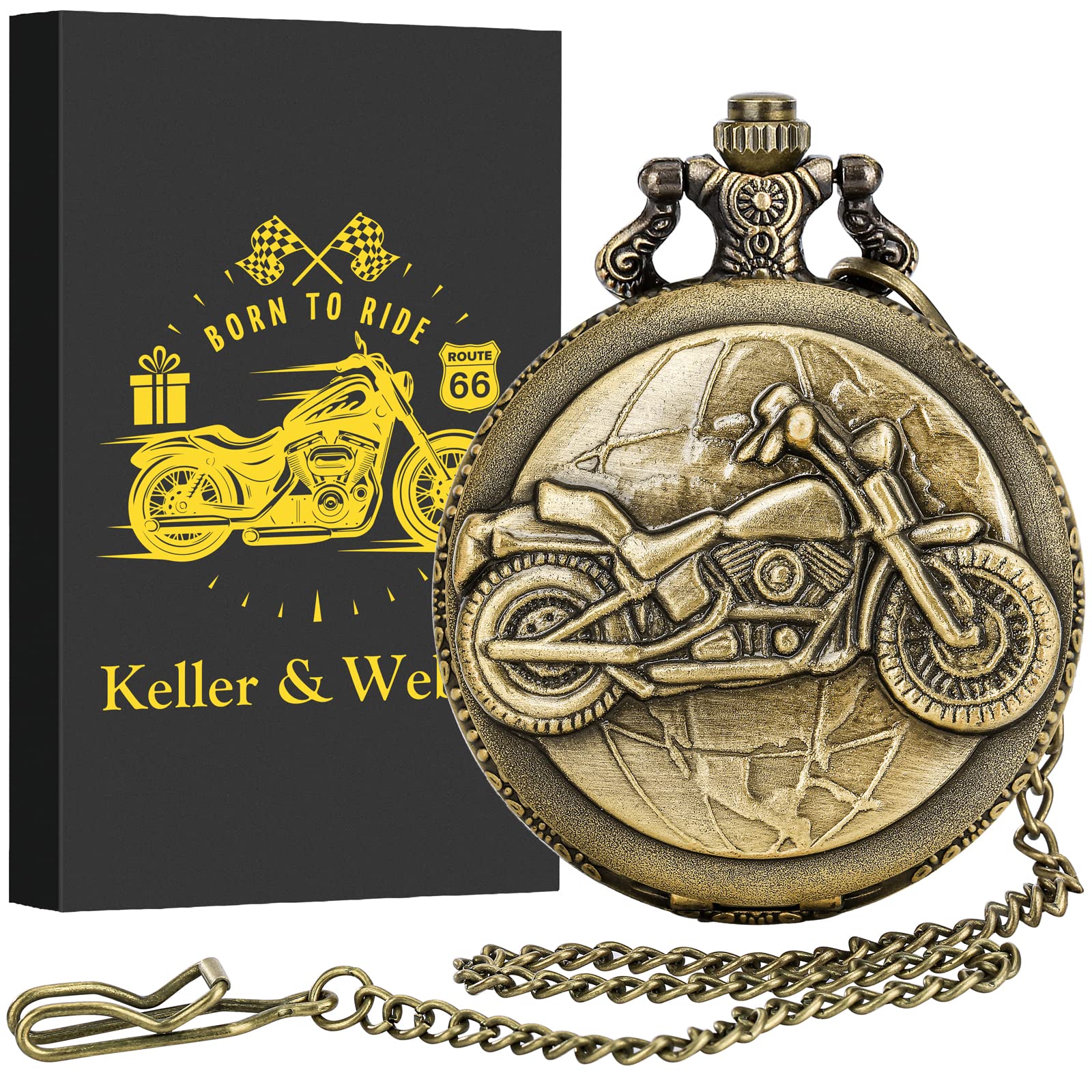 Keller & Weber Keller and Weber Vintage Pocket Watch for Men Gift Set Perfect for Christmas Father's Day Gifts for Dad Husband Boyfriend with Gift Box and Card - View 2 of 9