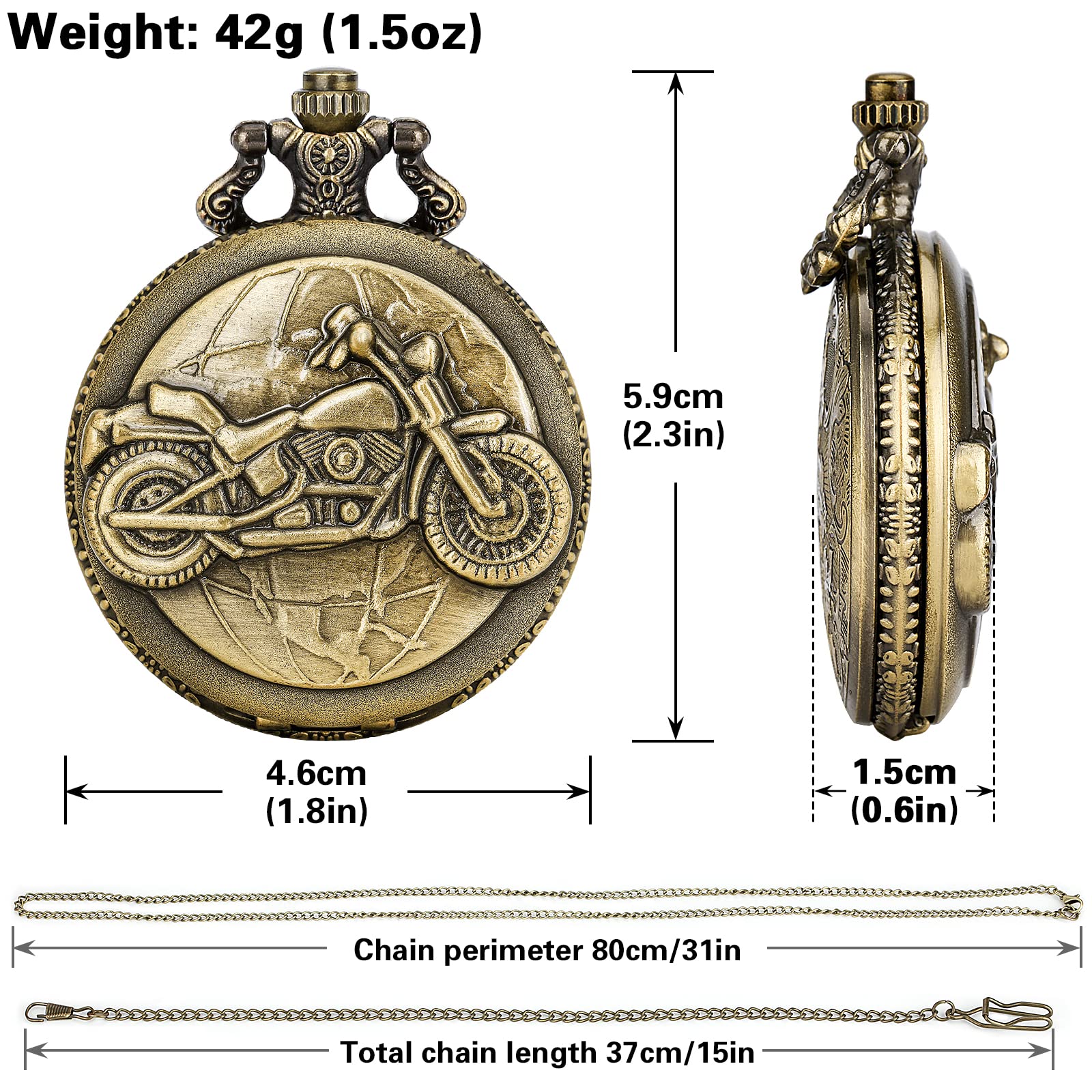 Keller & Weber Keller and Weber Vintage Pocket Watch for Men Gift Set Perfect for Christmas Father's Day Gifts for Dad Husband Boyfriend with Gift Box and Card - View 3 of 9