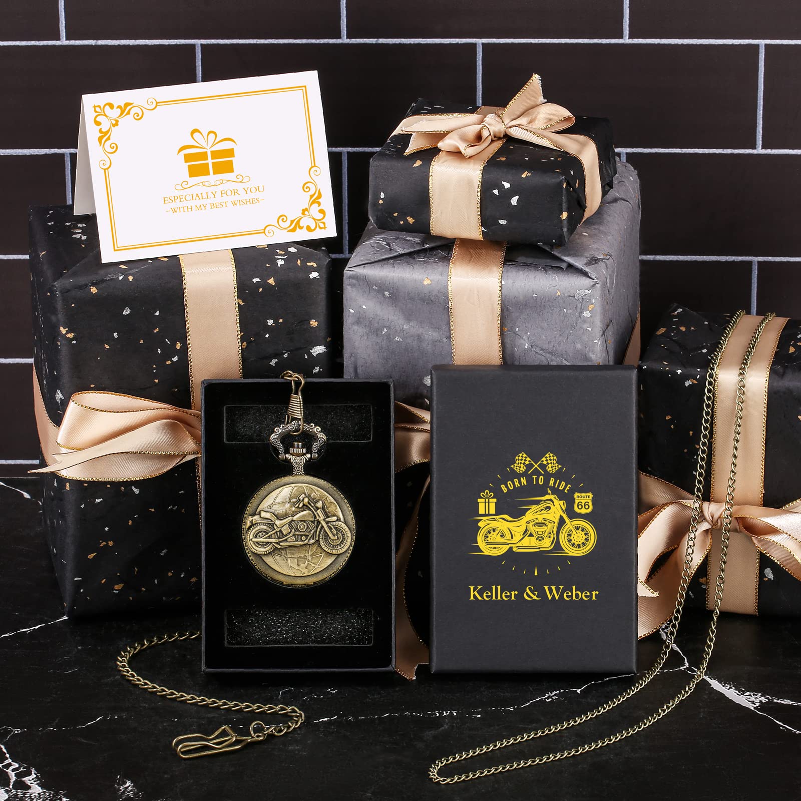 Keller & Weber Keller and Weber Vintage Pocket Watch for Men Gift Set Perfect for Christmas Father's Day Gifts for Dad Husband Boyfriend with Gift Box and Card - View 4 of 9