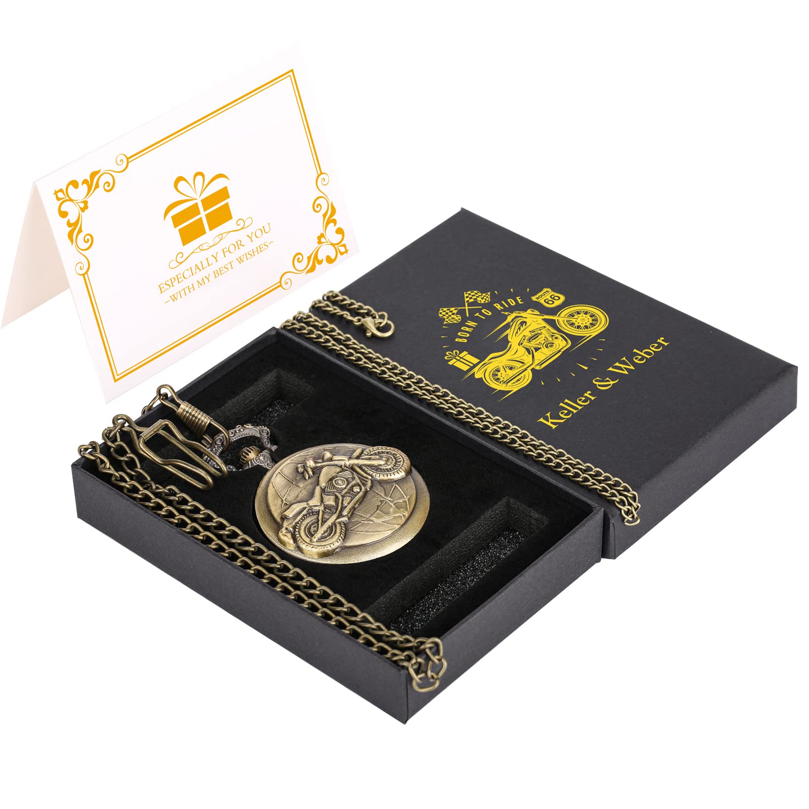 Keller & Weber Keller and Weber Vintage Pocket Watch for Men Gift Set Perfect for Christmas Father's Day Gifts for Dad Husband Boyfriend with Gift Box and Card - View 8 of 9