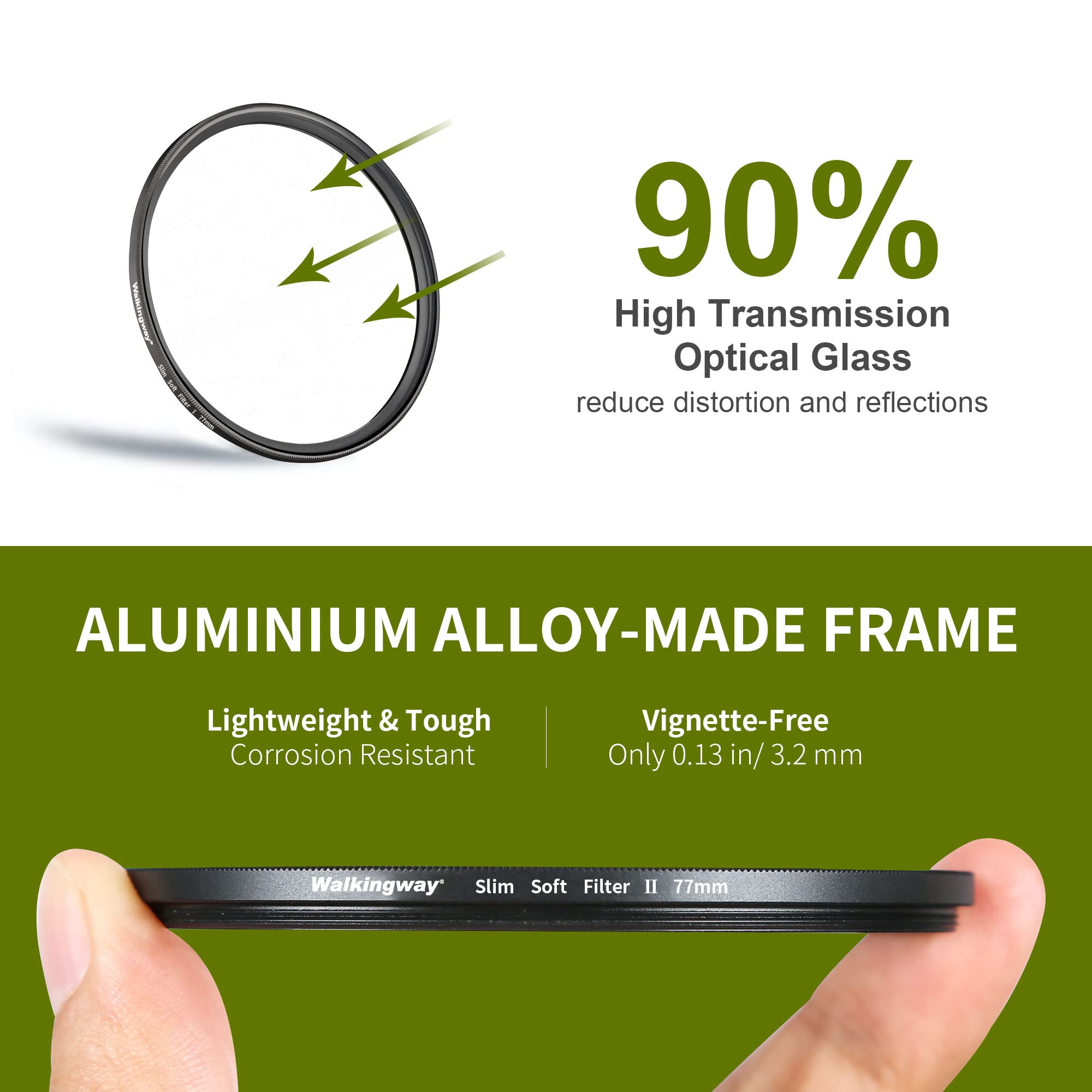 Walking Way Walking Way 77MM White Mist Diffusion Filter Set for DSLR Camera Soft Focus Dreamy Fog Effect 2pcs - View 2 of 7