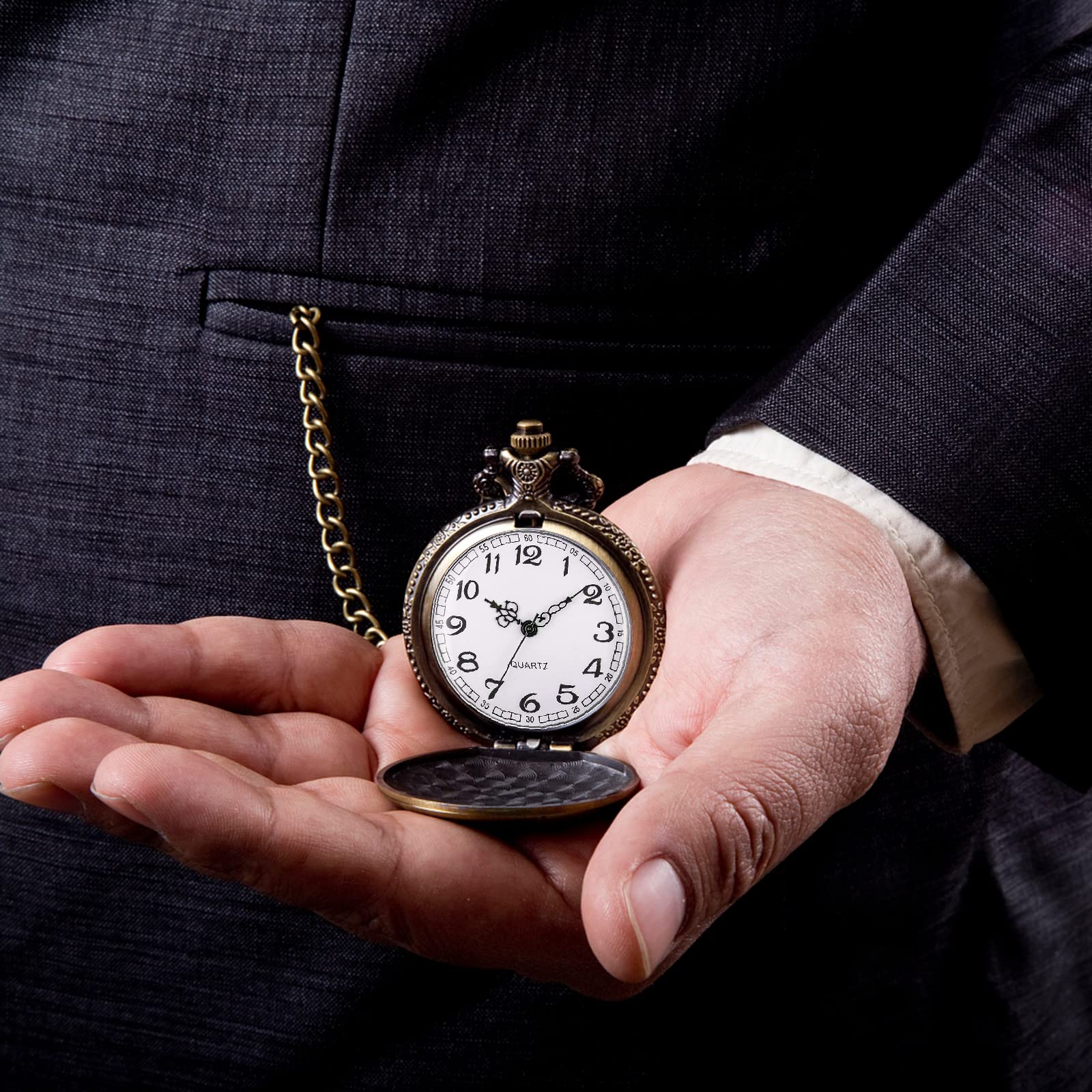 Keller & Weber Keller and Weber Men's Pocket Watch FOB with Chain Gift Box and Card Steam Locomotive Design - View 9 of 9