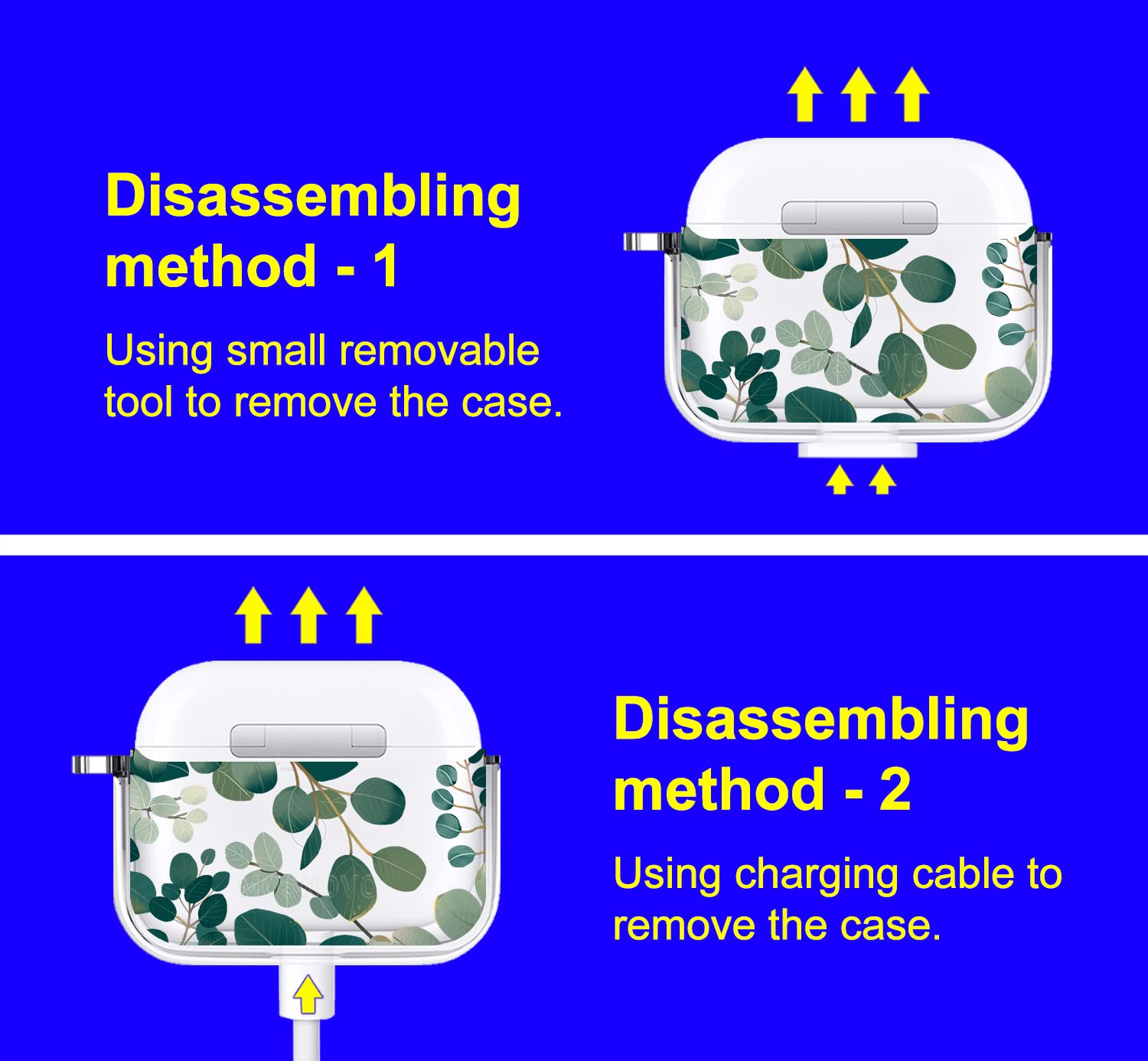 MOSNOVO Clear Protective Case for Airpods Pro and Pro 2 with Shockproof Dual Layer and Luxe Metal Ring in Eucalyptus Color - View 6 of 6