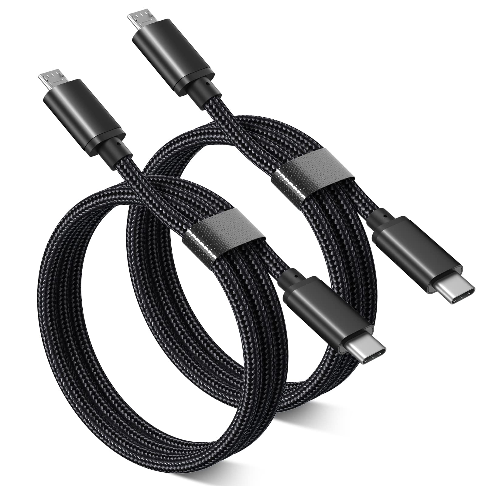 Eversame 3FT USB C to Micro USB Cable Nylon Braided Compatible with Samsung Galaxy LG HTC PS4 Kindle Android Phone Black