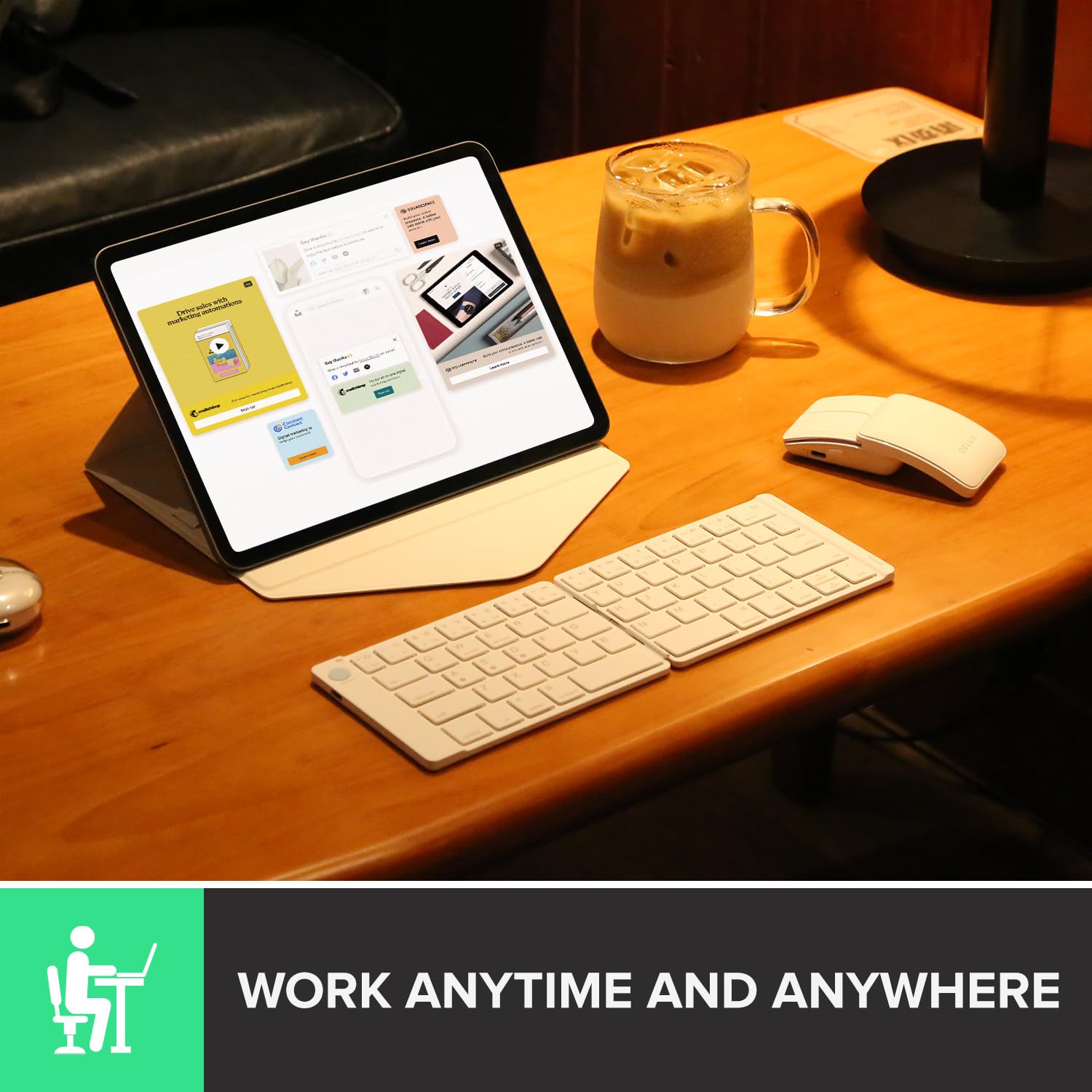 DELUX DELUX PockCombo Wireless Portable Keyboard and Mouse with Case Bluetooth Foldable 2-in-1 Mini Mouse White - View 8 of 9