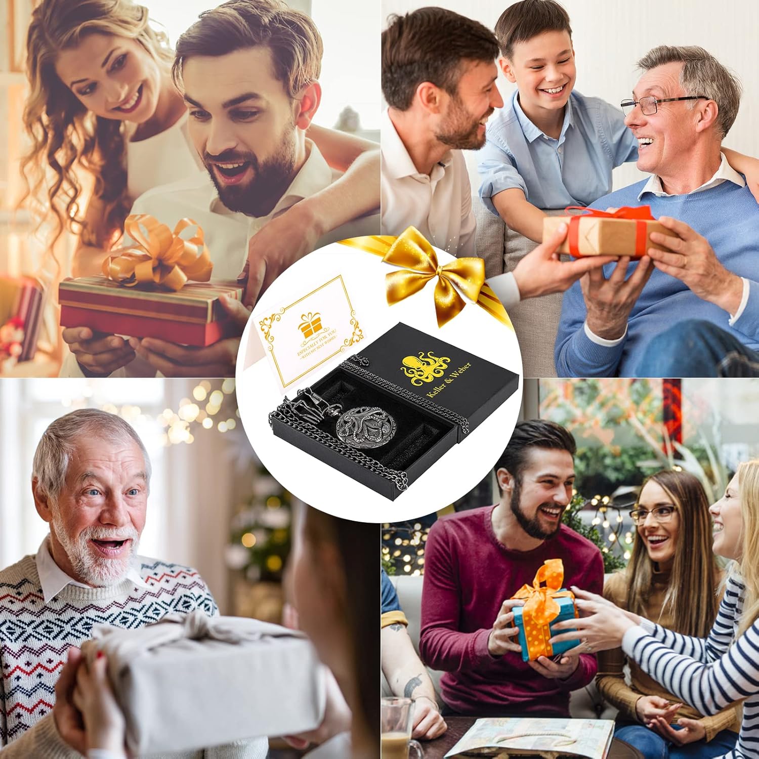 Keller & Weber Keller and Weber Vintage Pocket Watch for Men Gift Set with Chain Box Perfect for Christmas Father's Day Gifts for Dad Husband Boyfriend - View 5 of 9