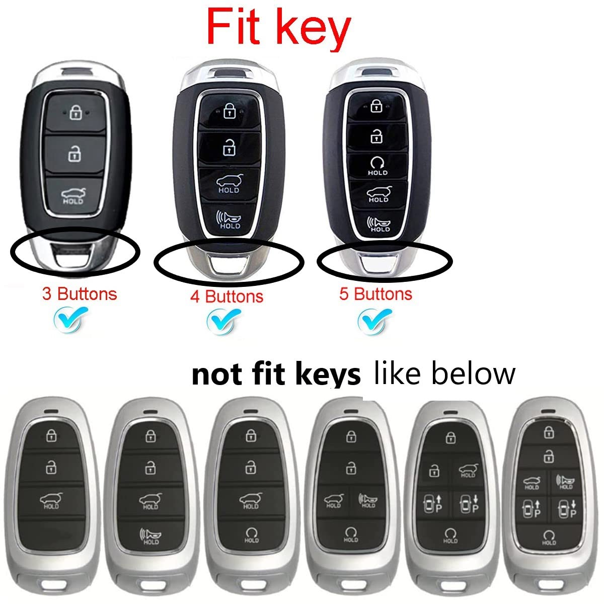 Royalfox(TM) 3 4 5 Buttons 3D Bling Diamond Crystals Smart Remote Key Fob case Cover for Hyundai i30 Azera ix35 Elantra Accent Santa Fe IG - View 2 of 5