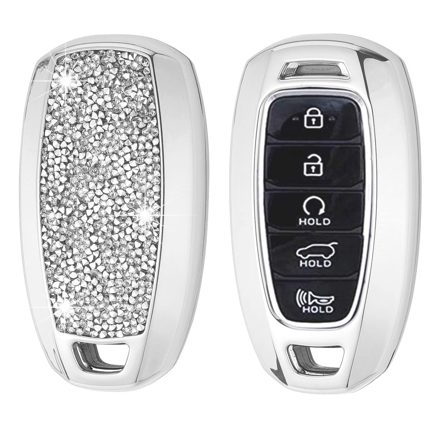 Royalfox(TM) 3 4 5 Buttons 3D Bling Diamond Crystals Smart Remote Key Fob case Cover for Hyundai i30 Azera ix35 Elantra Accent Santa Fe IG