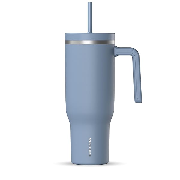 Hydrapeak Hydrapeak Voyager 40 Oz Tumbler: Insulated Stainless Steel Travel Mug with Handle & Straw - Cupholder Friendly (Modern Blue)