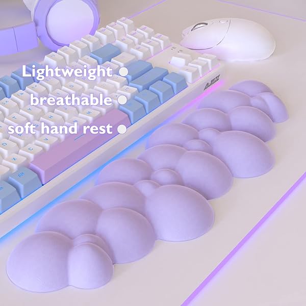 ATTACK SHARK Ergonomic Memory Foam Gaming Keyboard Wrist Rest Pad for Pain Relief - Lightweight Purple Hand Support for Laptop & Mac - View 5 of 10