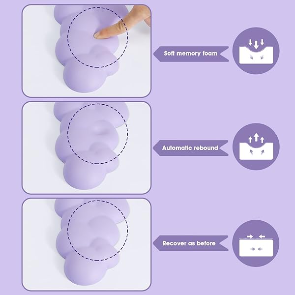 ATTACK SHARK Ergonomic Memory Foam Gaming Keyboard Wrist Rest Pad for Pain Relief - Lightweight Purple Hand Support for Laptop & Mac - View 6 of 10