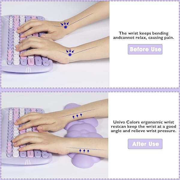 ATTACK SHARK Ergonomic Memory Foam Gaming Keyboard Wrist Rest Pad for Pain Relief - Lightweight Purple Hand Support for Laptop & Mac - View 8 of 10