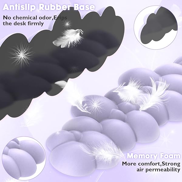 ATTACK SHARK Ergonomic Memory Foam Gaming Keyboard Wrist Rest Pad for Pain Relief - Lightweight Purple Hand Support for Laptop & Mac - View 9 of 10