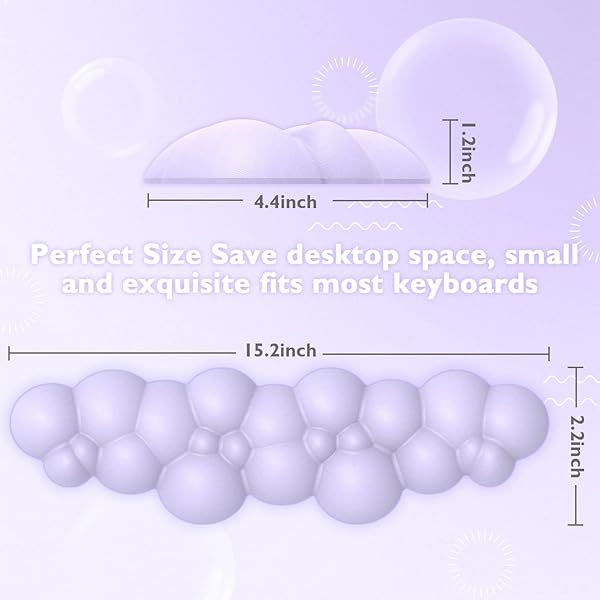 ATTACK SHARK Ergonomic Memory Foam Gaming Keyboard Wrist Rest Pad for Pain Relief - Lightweight Purple Hand Support for Laptop & Mac - View 10 of 10