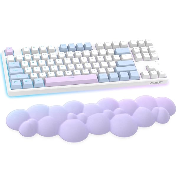 ATTACK SHARK Ergonomic Memory Foam Gaming Keyboard Wrist Rest Pad for Pain Relief - Lightweight Purple Hand Support for Laptop & Mac - View 3 of 10