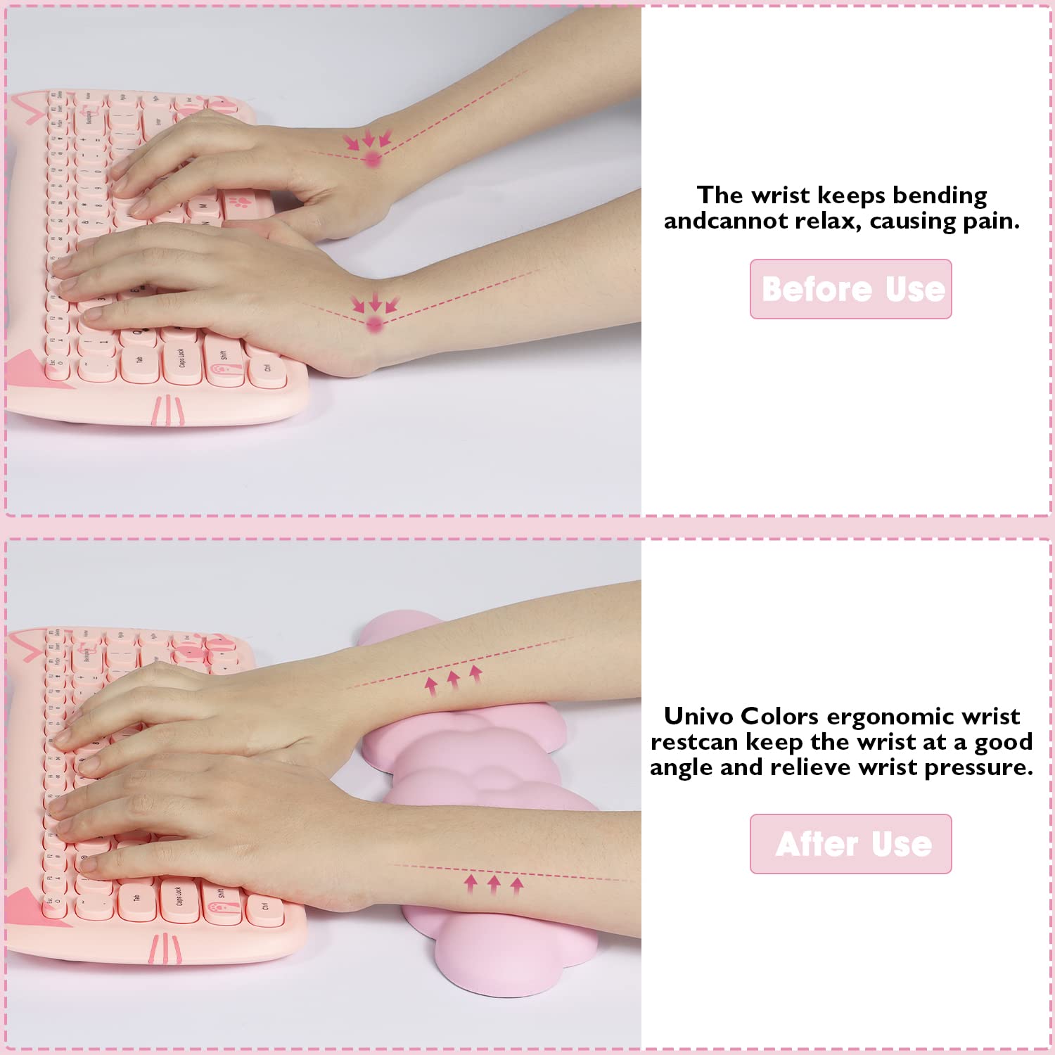 ATTACK SHARK Ergonomic Pink Gaming Keyboard Wrist Rest Pad - Memory Foam Palm Support for Pain Relief & Comfort - View 5 of 8