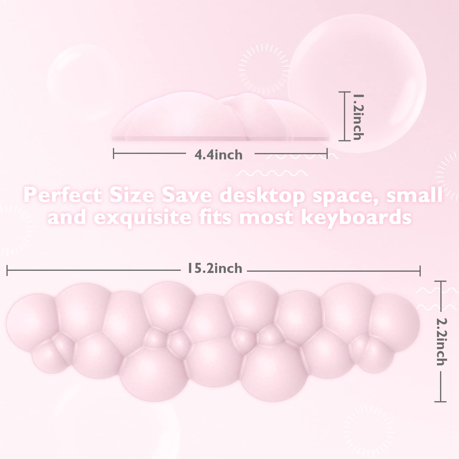 ATTACK SHARK Ergonomic Pink Gaming Keyboard Wrist Rest Pad - Memory Foam Palm Support for Pain Relief & Comfort - View 8 of 8