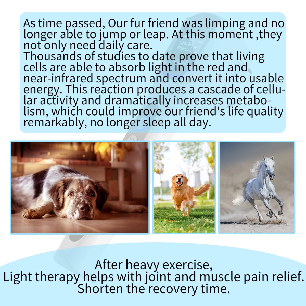 zobosin Pet Light Therapy Device for Dogs and Cats Relieves Arthritis Joint Pain Inflammation and Aids Wound Healing with Dual Wavelengths and 3 Modes - View 6 of 6
