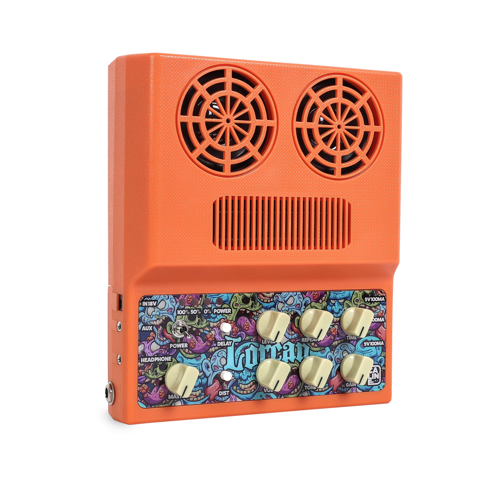 Caline 20W Electric Guitar Amp Rechargeable Mini Amplifer Combo for Desktop Practice with Distortion, Delay, Aux in and Headphone Jack, CA-100 G