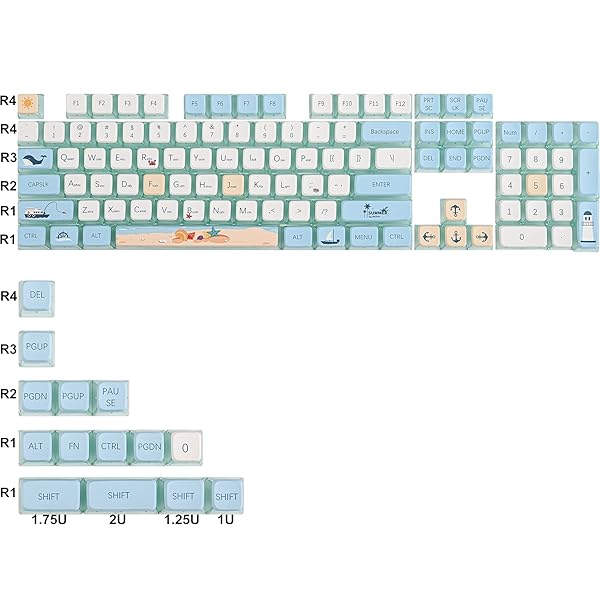 Fogruaden Fogruaden Pudding Keycaps 60 Percent Dye Sublimation Set ASA Profile for Cherry Gateron MX Switches Mechanical Keyboard Summer Beach - View 5 of 9