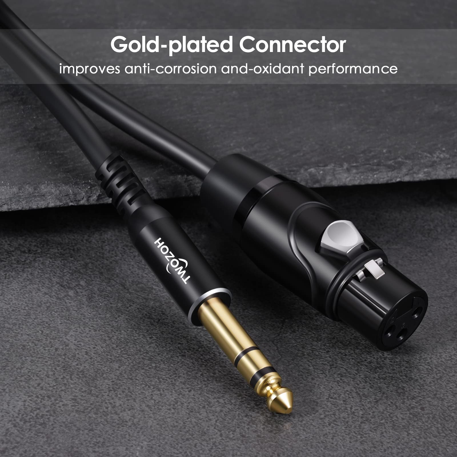 Twozoh XLR Female to 1 4 Inch (6.35mm) TRS Cable 6.6FT 2 Pack, Quarter Inch Jack Balanced to XLR Microphone Cable (Professional HiFi) - View 3 of 7
