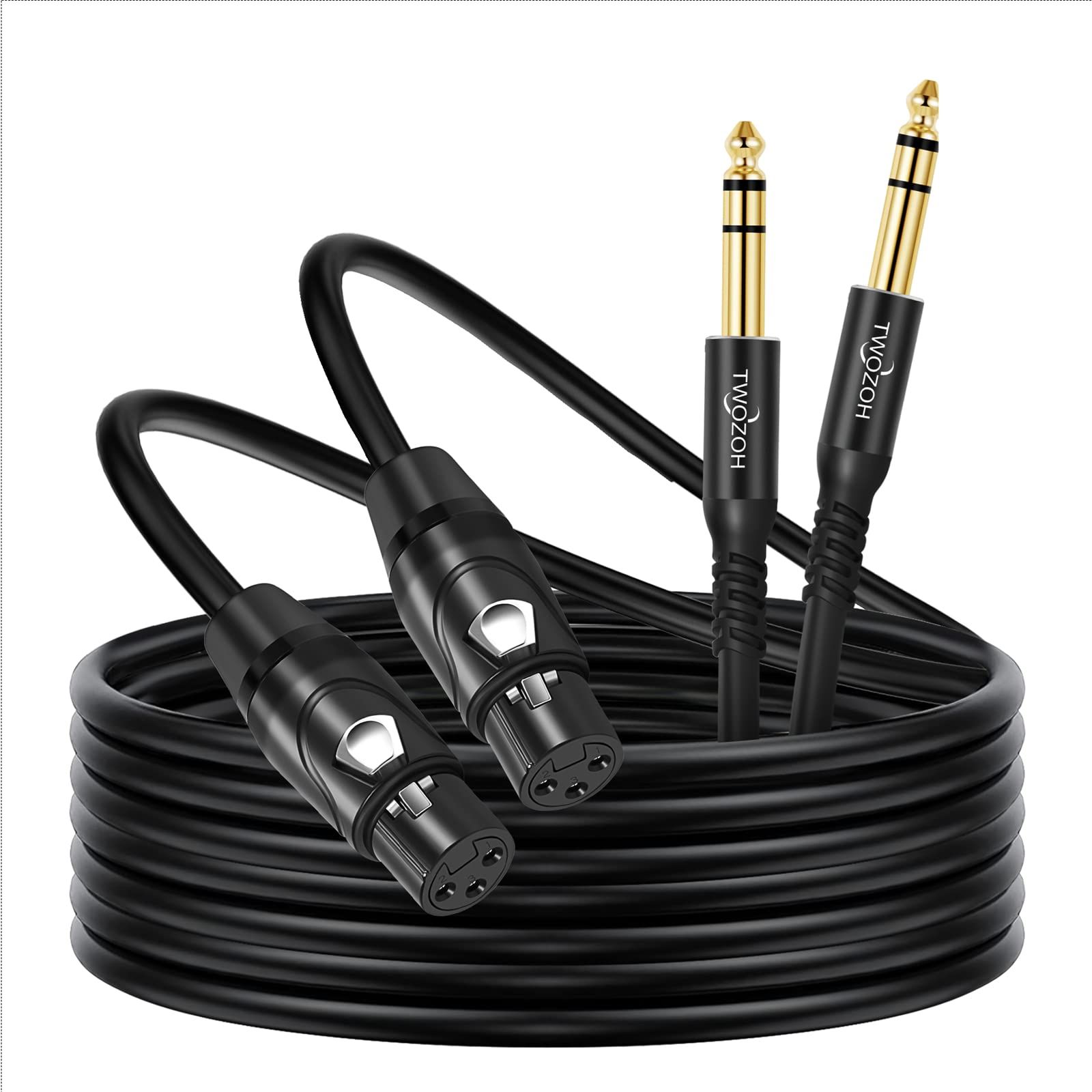 Twozoh XLR Female to 1 4 Inch (6.35mm) TRS Cable 15FT 2 Pack, Quarter Inch Jack Balanced to XLR Microphone Cable (Professional HiFi)