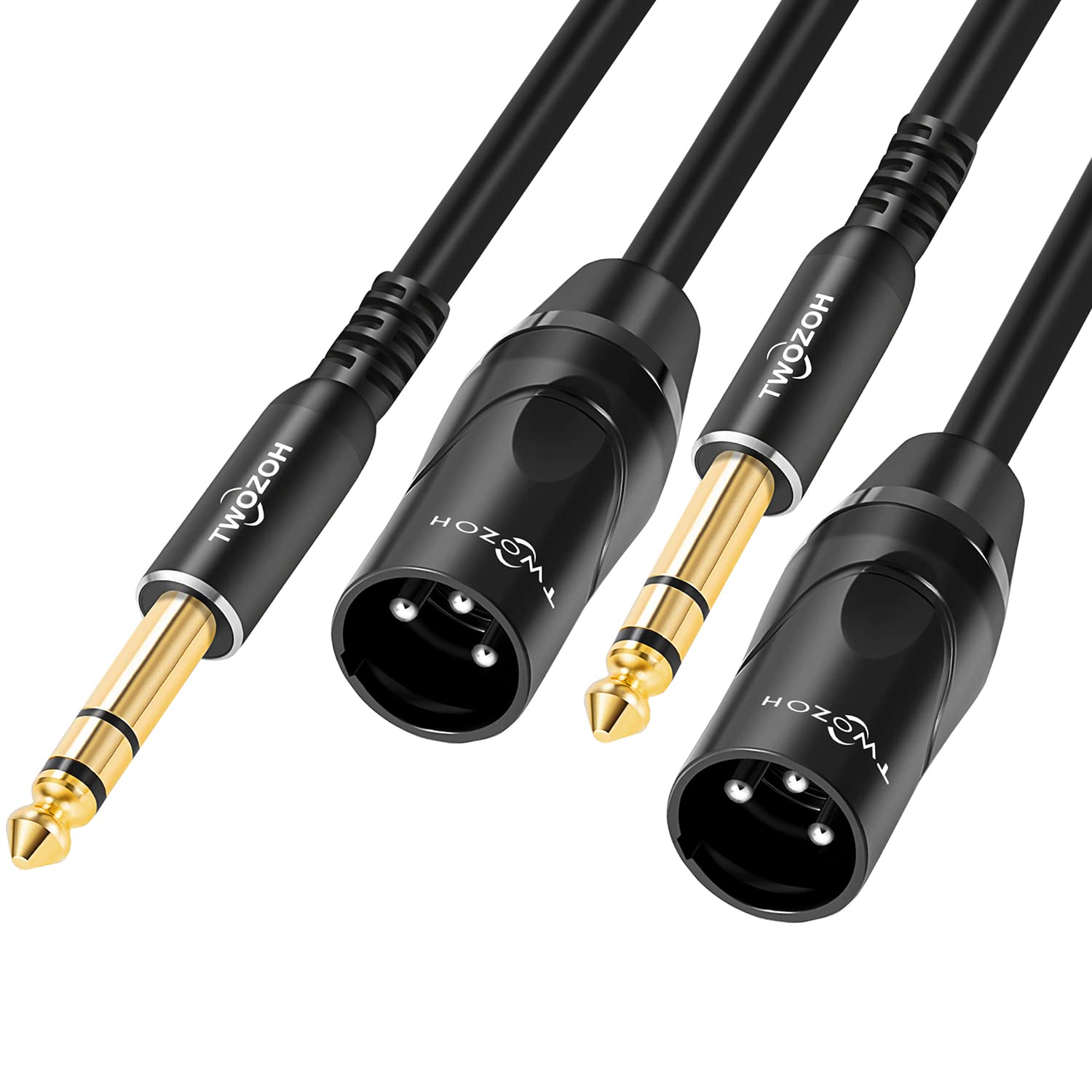 Twozoh XLR Male to 1 4 Inch Jack TRS Cable 3.3FT 2 Pack, Balanced 6.35mm Plug to 3 pin XLR Male, Quarter inch to XLR Stereo Guitar Cable - View 7 of 7