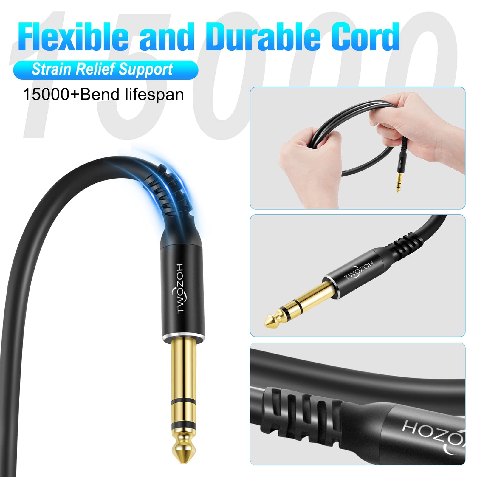 Twozoh 1FT 2 Pack 1 4 Inch to XLR Male Stereo Guitar Cable (Professional HiFi) - View 4 of 7