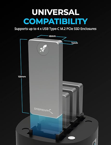 SABRENT SABRENT 4-Bay USB-C External SSD Docking Station (DS-4BNE) - Fast Data Transfer & Storage Solution - View 6 of 9