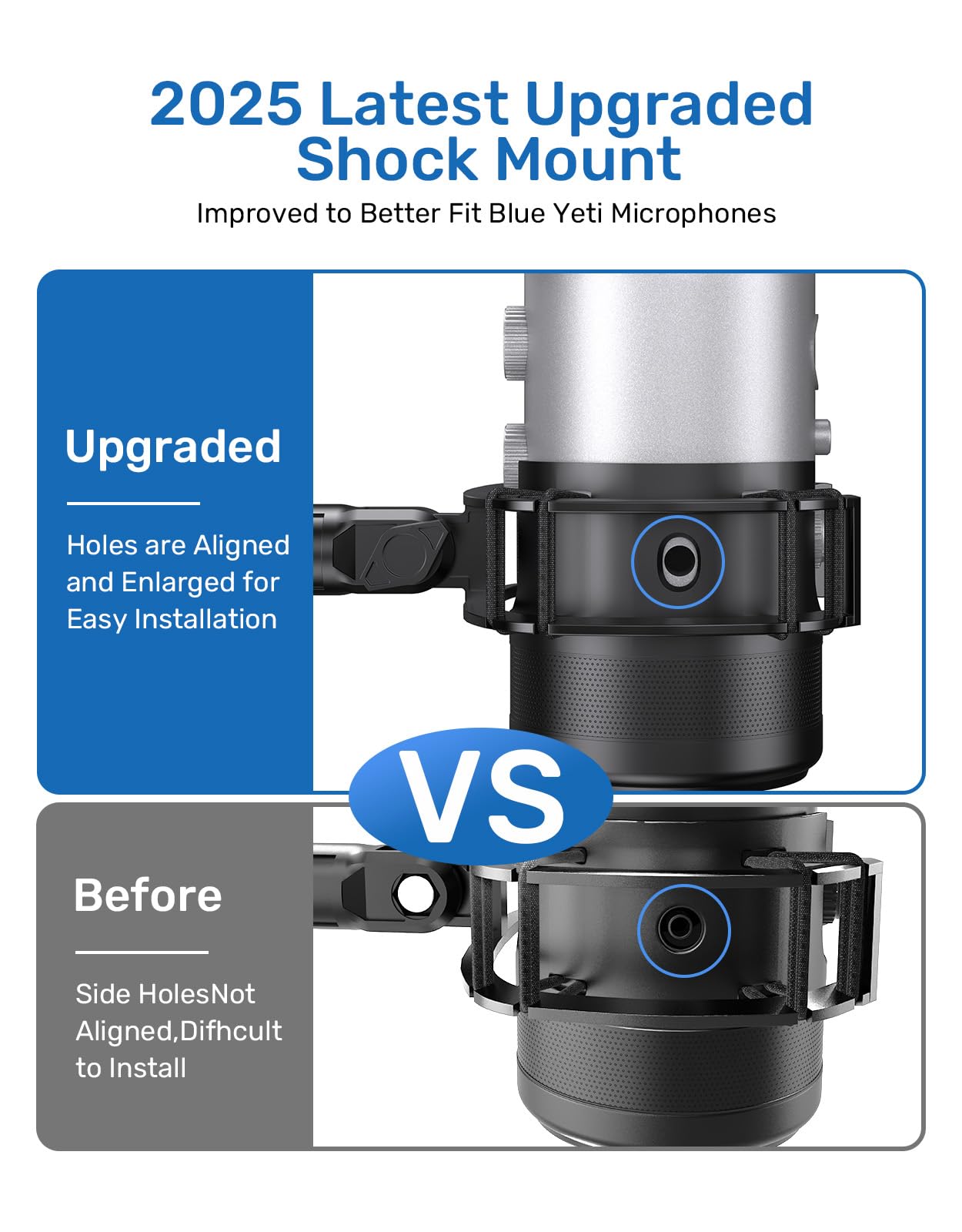 Borenbuir Custom Built Shock Mount with Pop Filter for Blue Yeti Microphones, Metal Plastic Frame, Anti-Vibration Suspension, Floor Mount - View 5 of 9