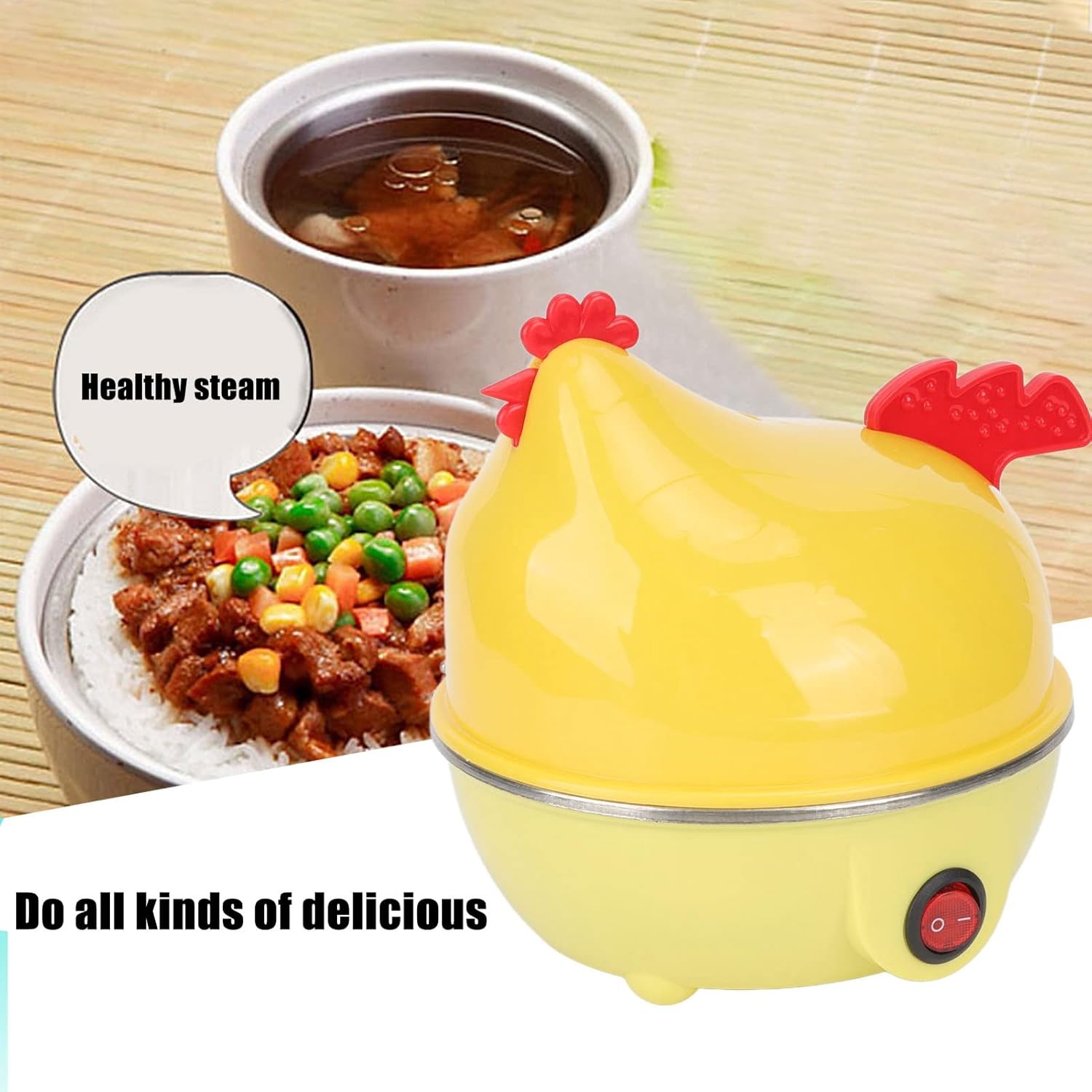 Yosoo 7 Egg Capacity Electric Egg Cooker Chicken Shape Rapid Boiler with Automatic Power Off Function Prevents Dry Burning - View 5 of 9