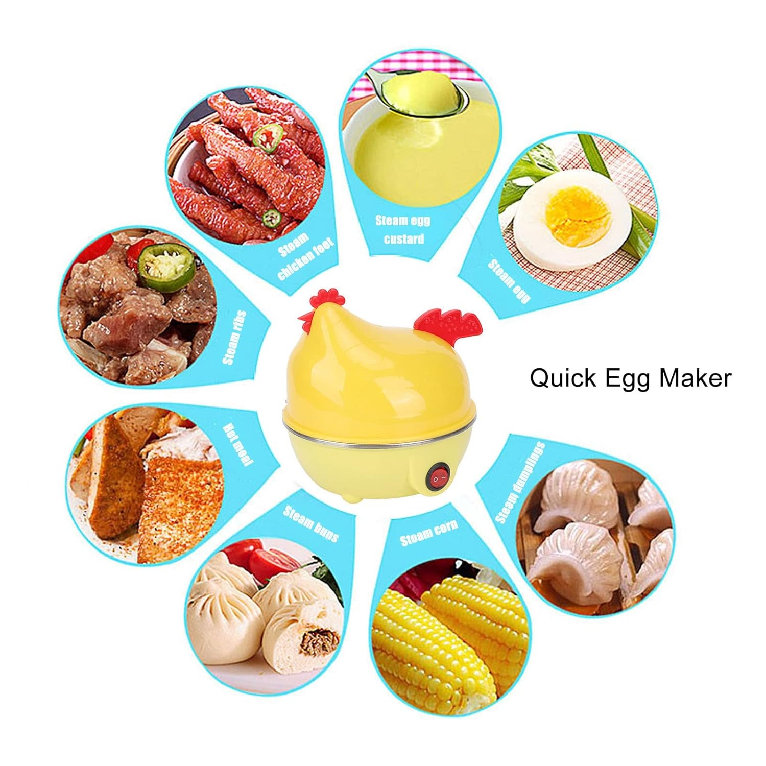 Yosoo 7 Egg Capacity Electric Egg Cooker Chicken Shape Rapid Boiler with Automatic Power Off Function Prevents Dry Burning - View 6 of 9