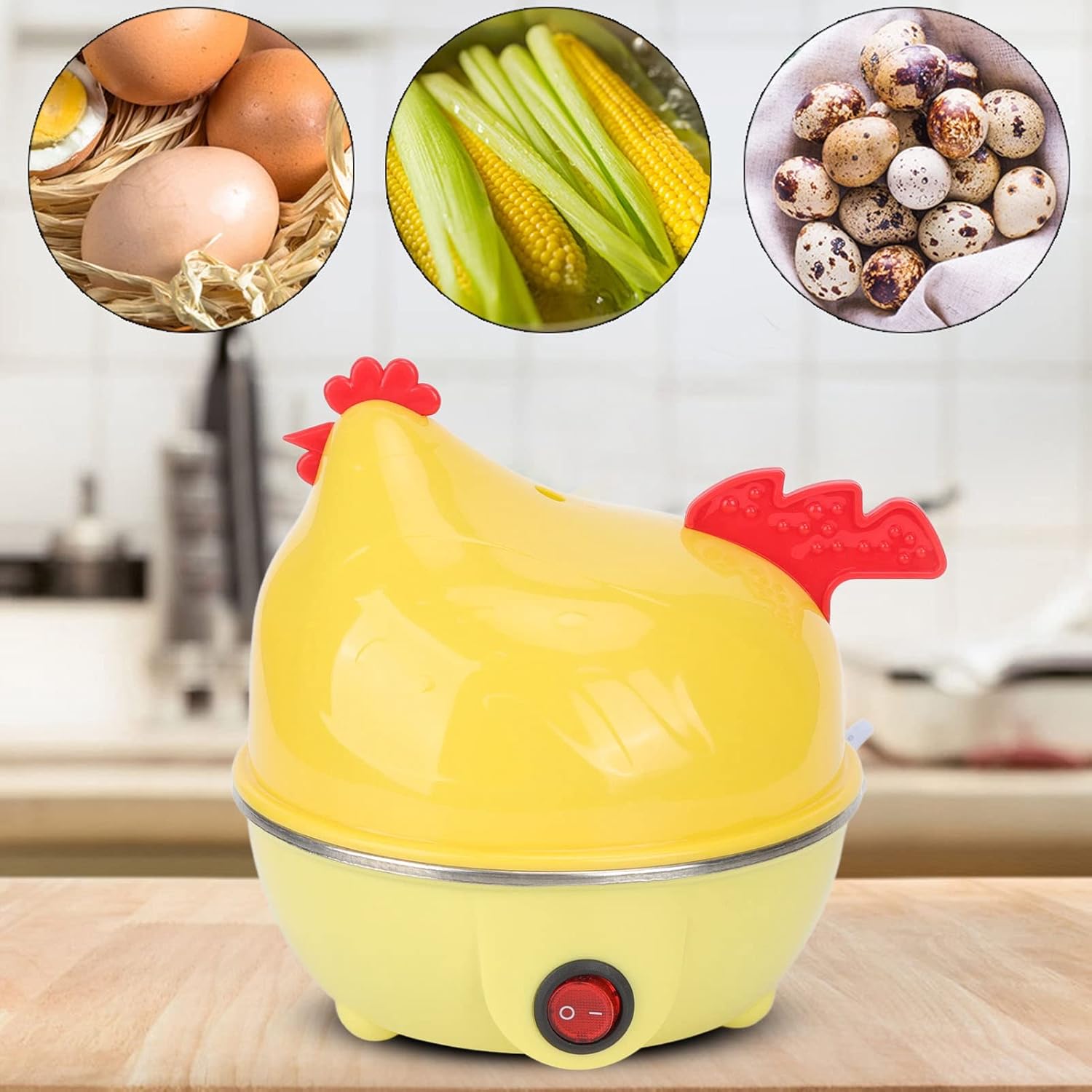 Yosoo 7 Egg Capacity Electric Egg Cooker Chicken Shape Rapid Boiler with Automatic Power Off Function Prevents Dry Burning - View 7 of 9