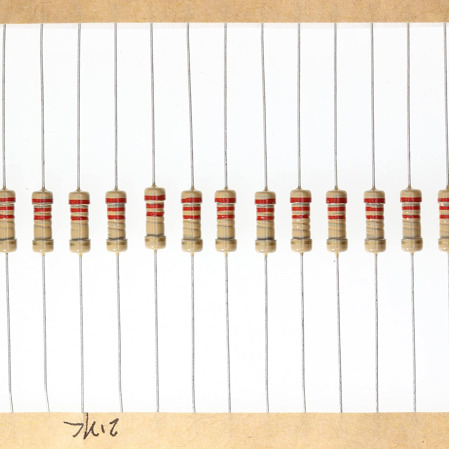 HUABAN 100 Pieces 0.5 Watts 2K2 Ohm 5% Carbon Film Resistor for Electronics Projects