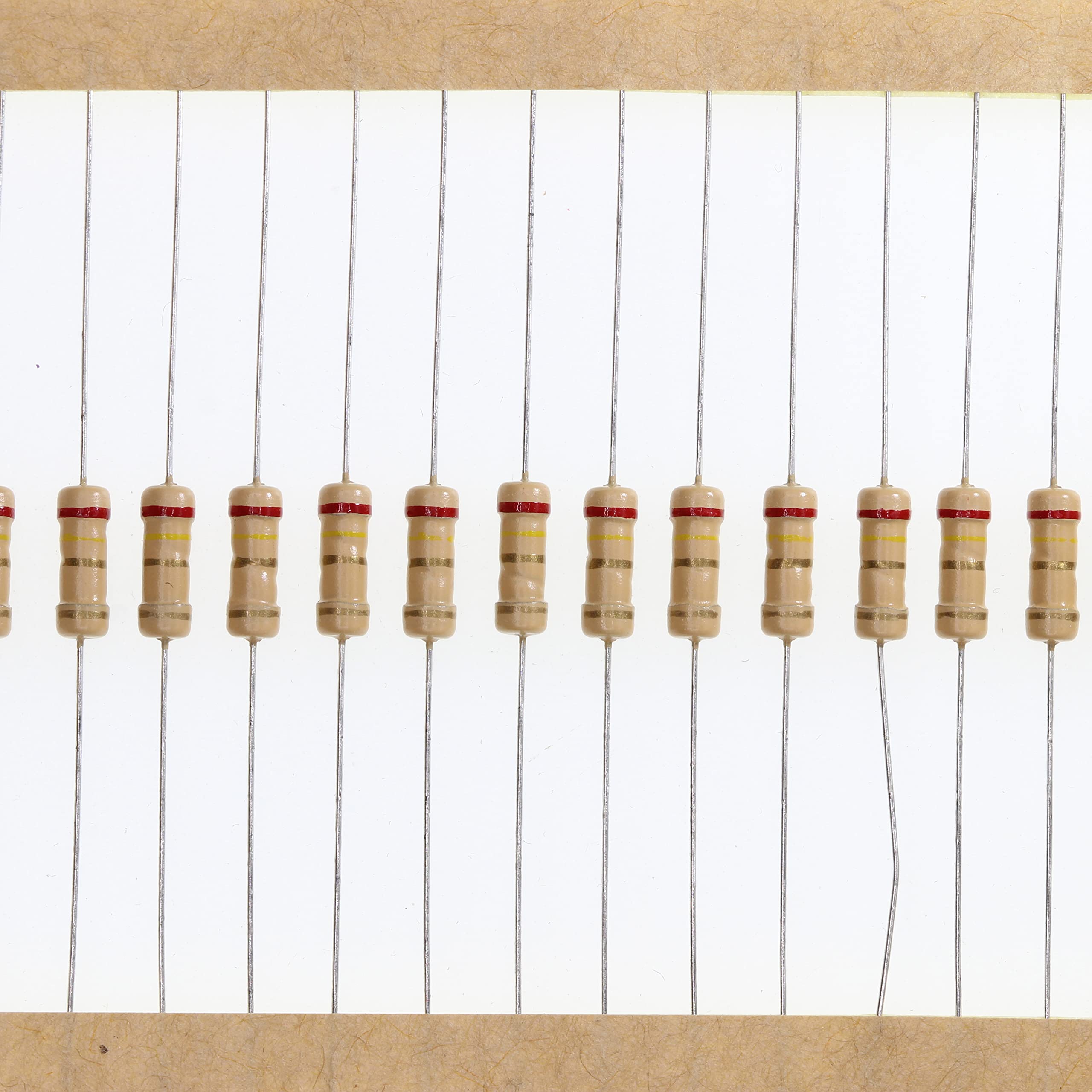 HUABAN 100 Pieces 0.5 Watts 1 2W 2R4 2.4 Ohm 5% Carbon Film Resistor