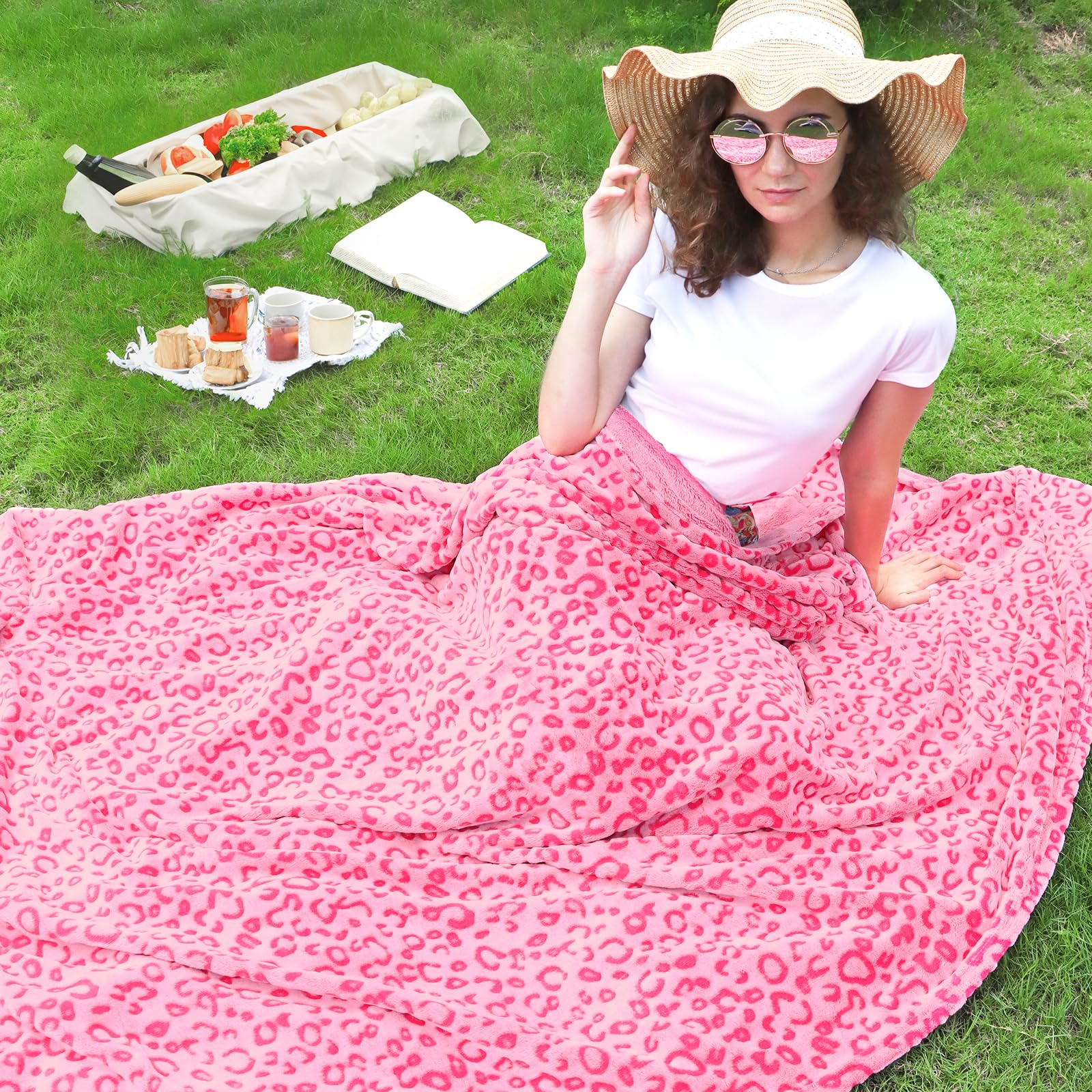 ZHIKU ZHIKU Pink Cheetah Print Blanket for Women Soft Warm Leopard Throw Gift for Mothers and Girls 60x80 Perfect for Birthdays - View 2 of 8