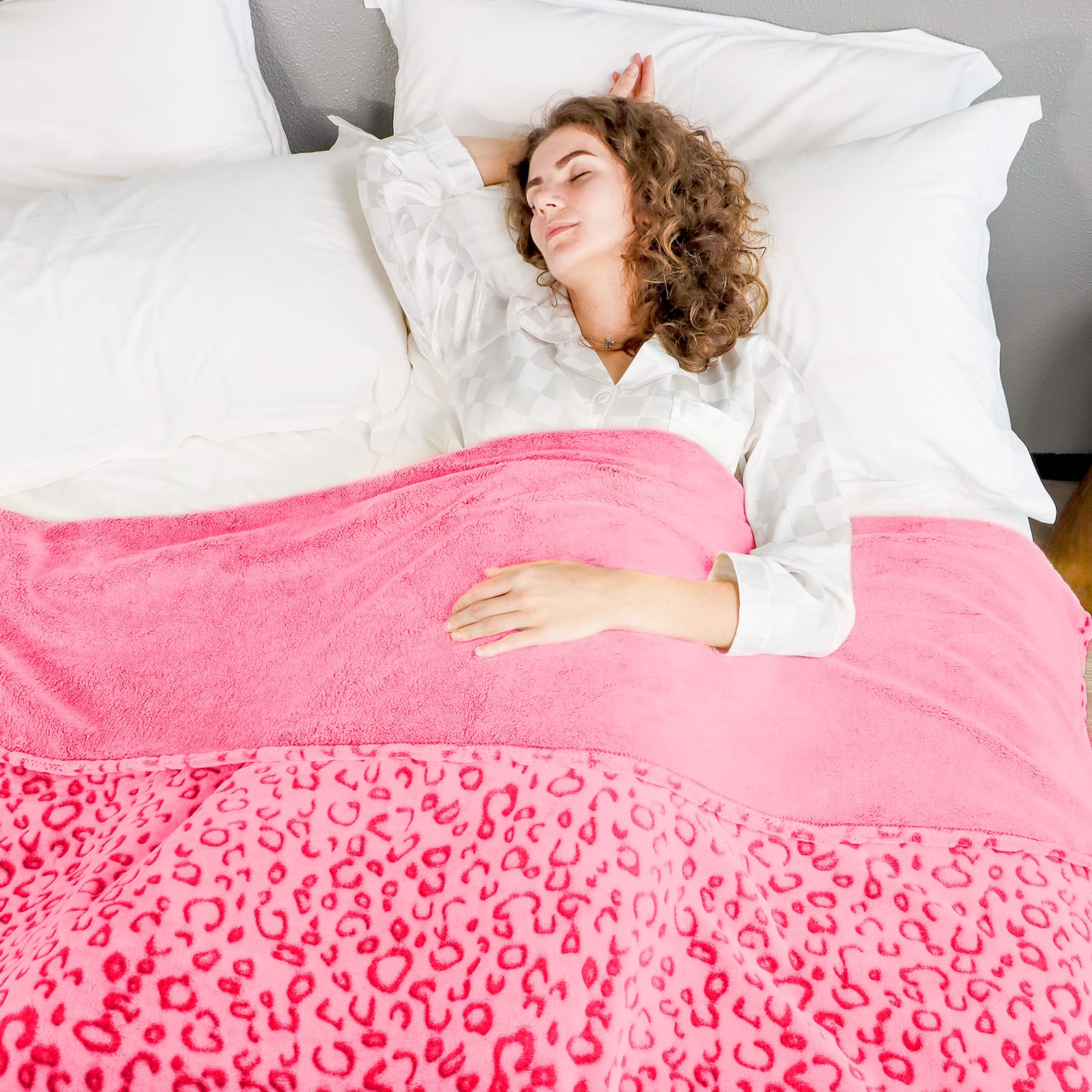 ZHIKU ZHIKU Pink Cheetah Print Blanket for Women Soft Warm Leopard Throw Gift for Mothers and Girls 60x80 Perfect for Birthdays - View 5 of 8