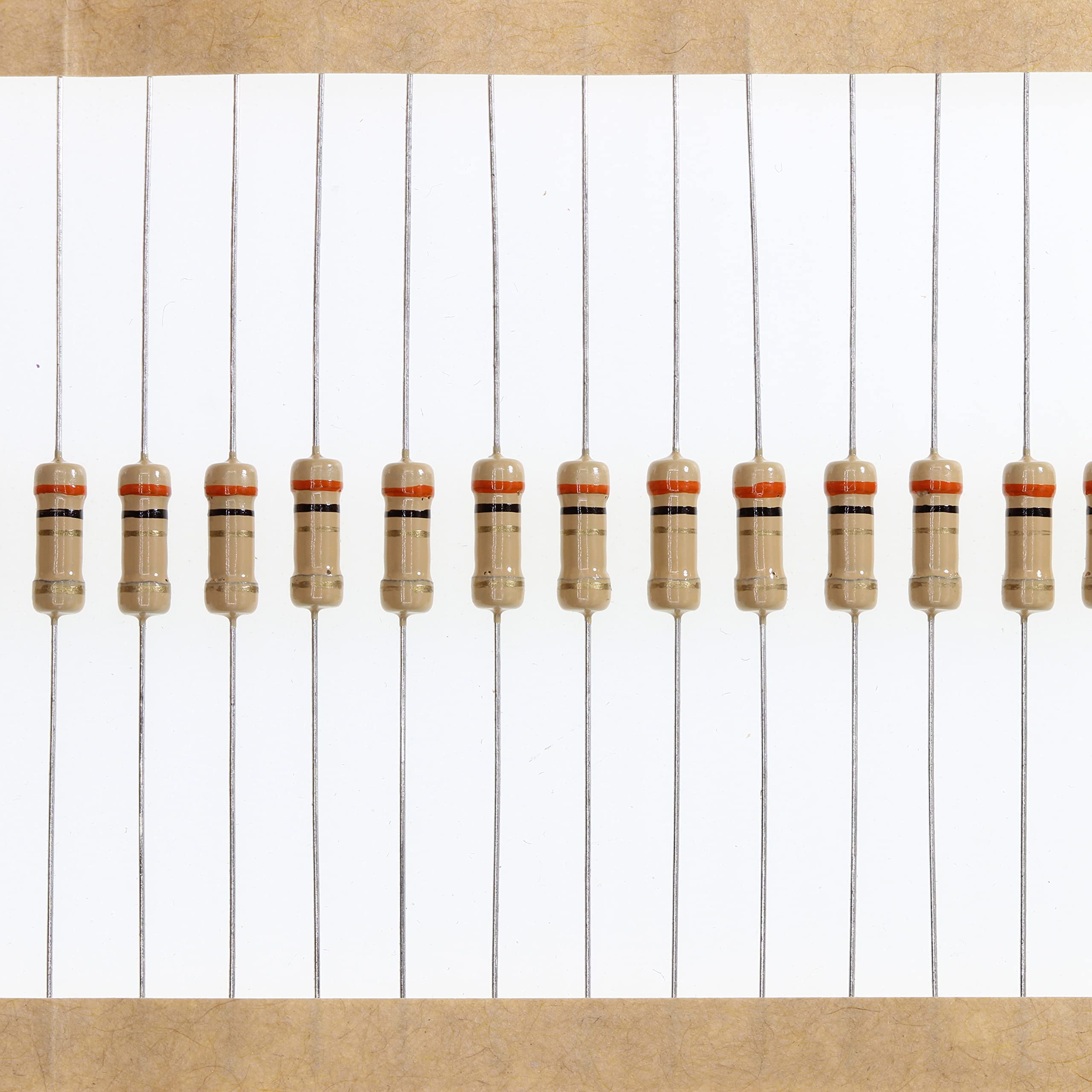 HUABAN 100 Pieces 0.5 Watts 1 2W 3R0 3 Ohm 5% Carbon Film Resistor