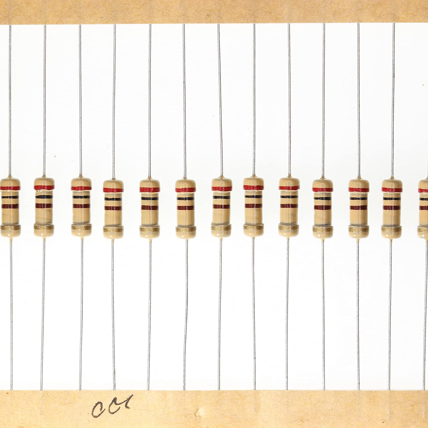 HUABAN 100 Pieces 0.5 Watts 200 Ohm 5 Percent Carbon Film Resistor for Electronics Projects